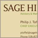 Sage Hill Advisory & Management &nbsp;&nbsp;&nbsp; business card
